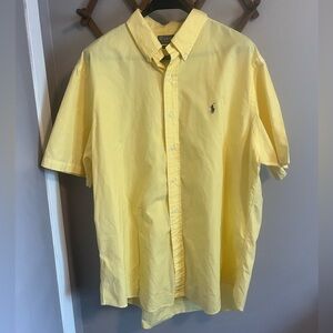 Polo Ralph Lauren cotton button down short sleeve yellow with blue pony XXL